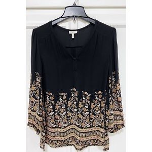 Joie Riva Black Silk Floral Blouse Women’s M